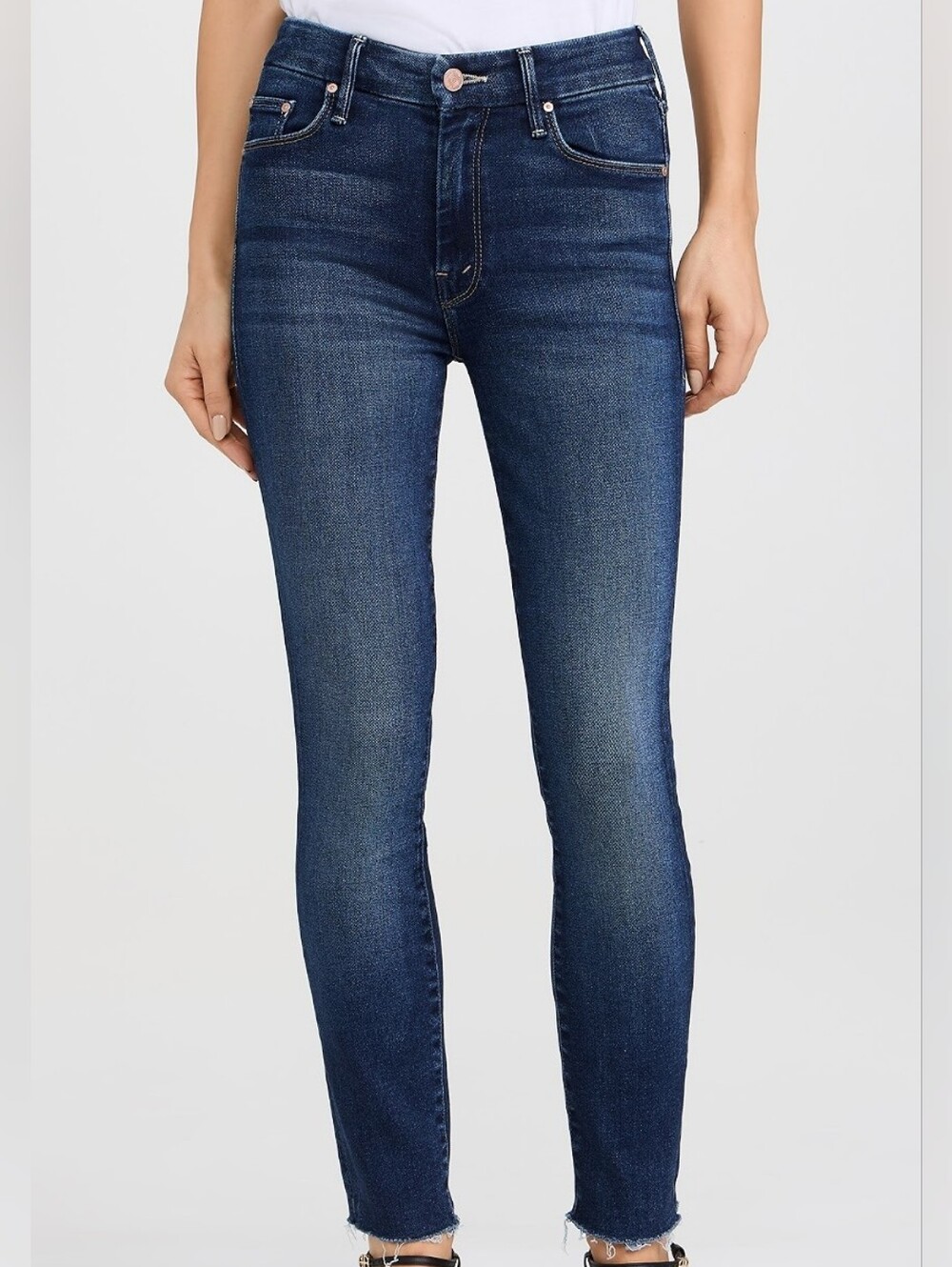 MOTHER Denim High Waisted Looker Ankle Fray Jeans In Clean Sweep SZ 29